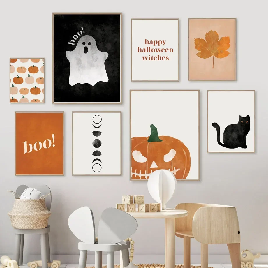 Baby Nursery Pictures - Cat Halloween Soul Pumpkin Wall Art