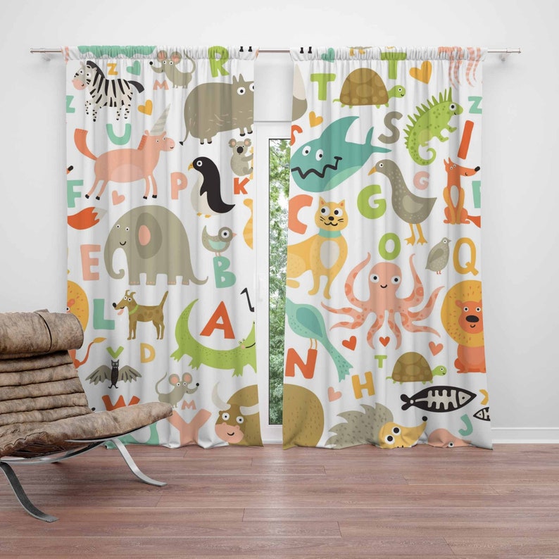 ABC Alphabet Nursery Curtain A - огляд і ціна Baby Nursery Blackout Curtains