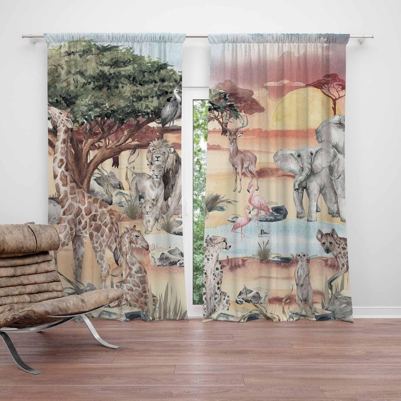 Safari Animals Curtain Kids Be - огляд і ціна Baby Nursery Blackout Curtains