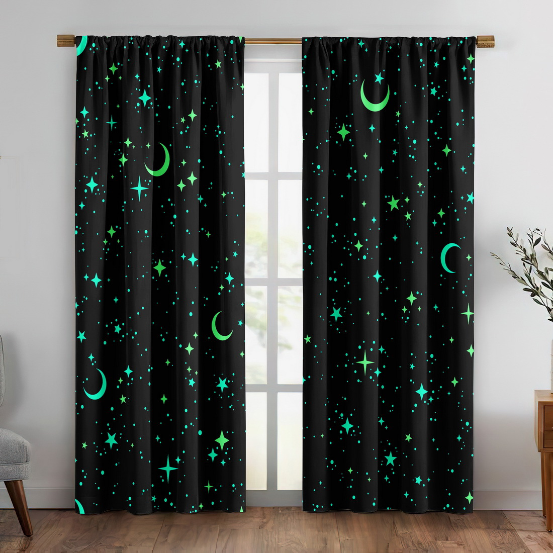 2 Panels Glow in the Dark Star - огляд і ціна Baby Nursery Blackout Curtains