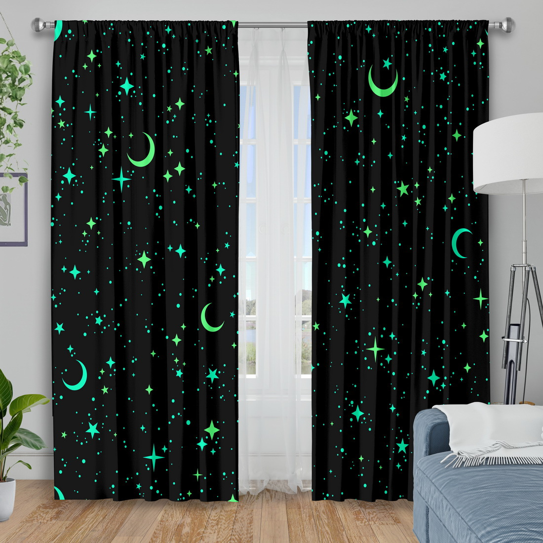 2 Panels Glow in the Dark Star - огляд і ціна Baby Nursery Blackout Curtains