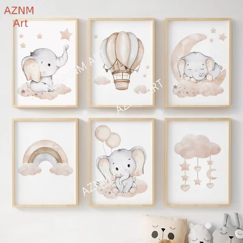 Elephant Balloon Rainbow Moon  - огляд і ціна Baby Nursery Pictures