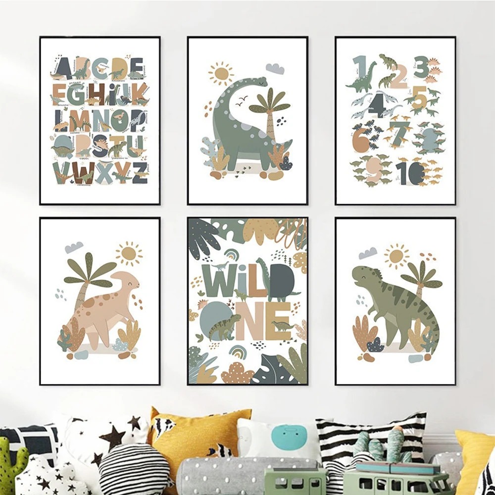 Nordic Cute Baby Dinosaur Wall - огляд і ціна Baby Nursery Pictures