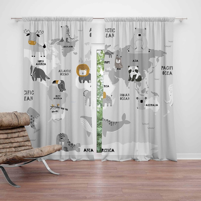 World Map Nursery Curtains Saf - огляд і ціна Baby Nursery Blackout Curtains