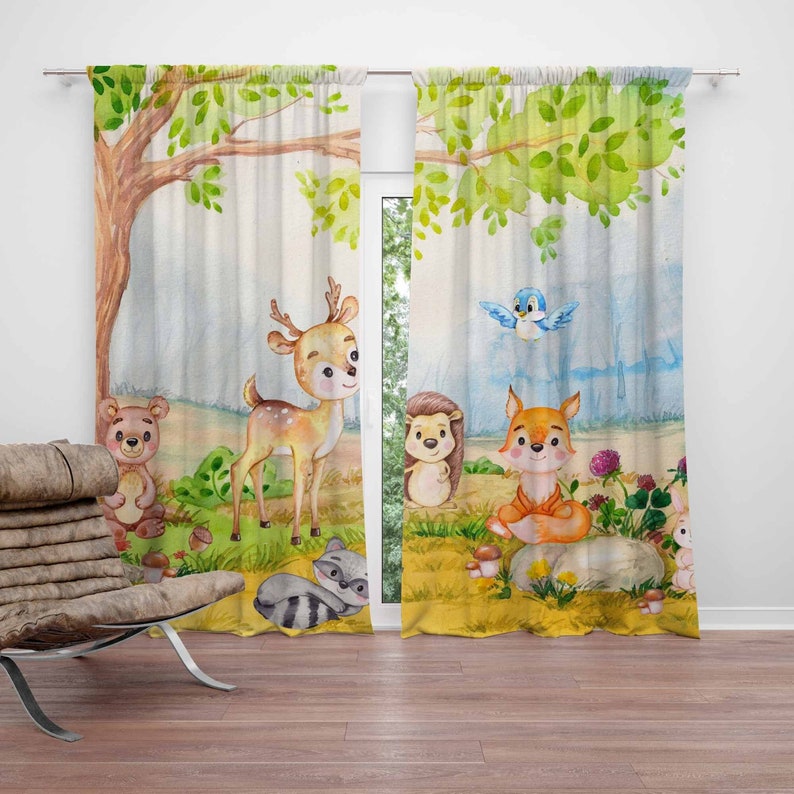 Woodland Animals Curtains Kids - огляд і ціна Baby Nursery Blackout Curtains