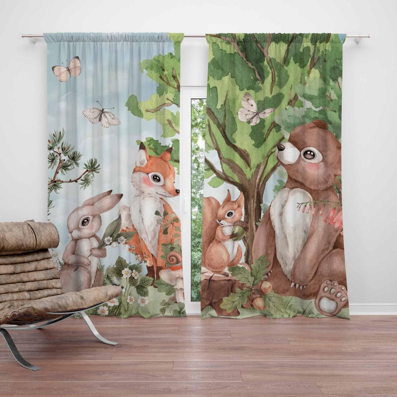 Forest Animals Curtains Kids B - огляд і ціна Baby Nursery Blackout Curtains