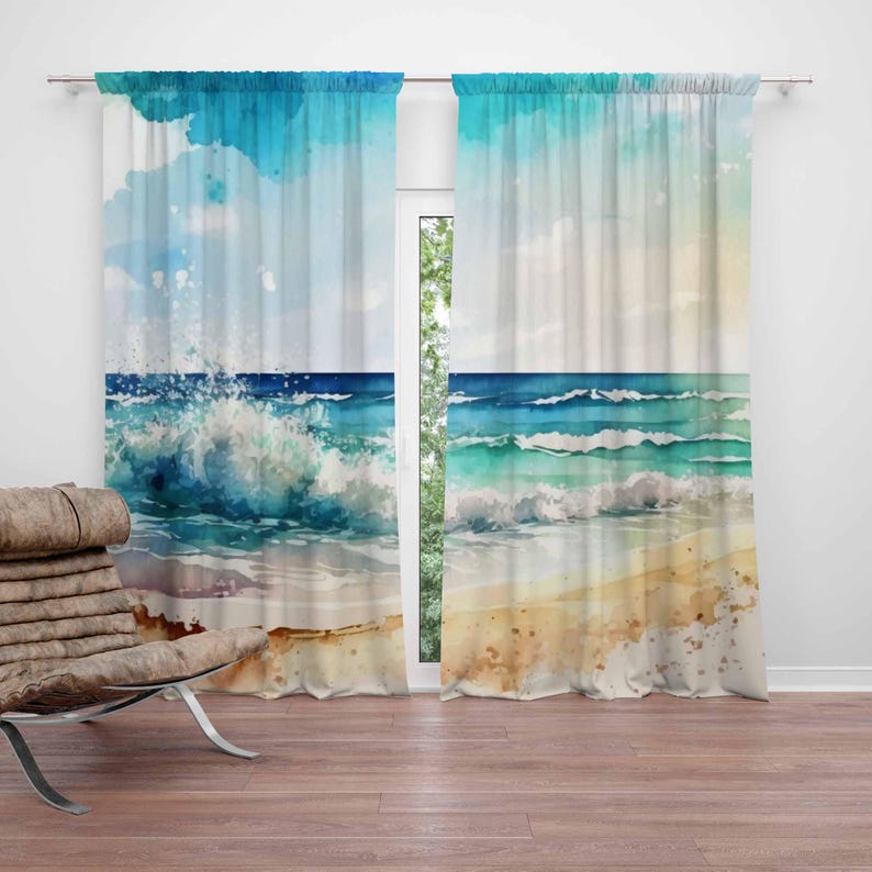 Sea Wave Curtains Ocean Nature - огляд і ціна Baby Nursery Blackout Curtains