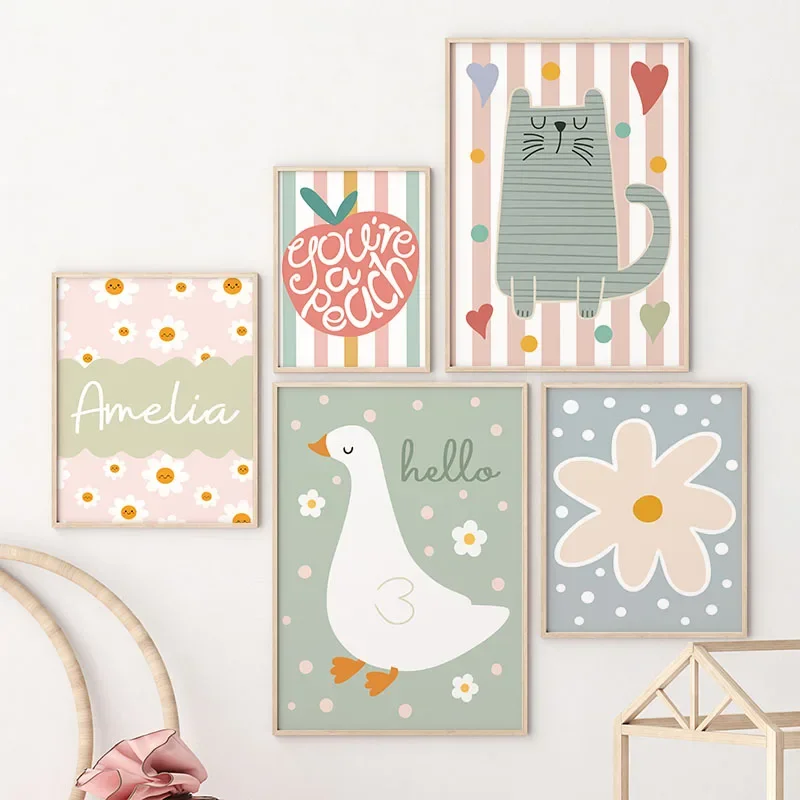 Cartoon Cat Duck Bird Apple Cu - огляд і ціна Baby Nursery Pictures