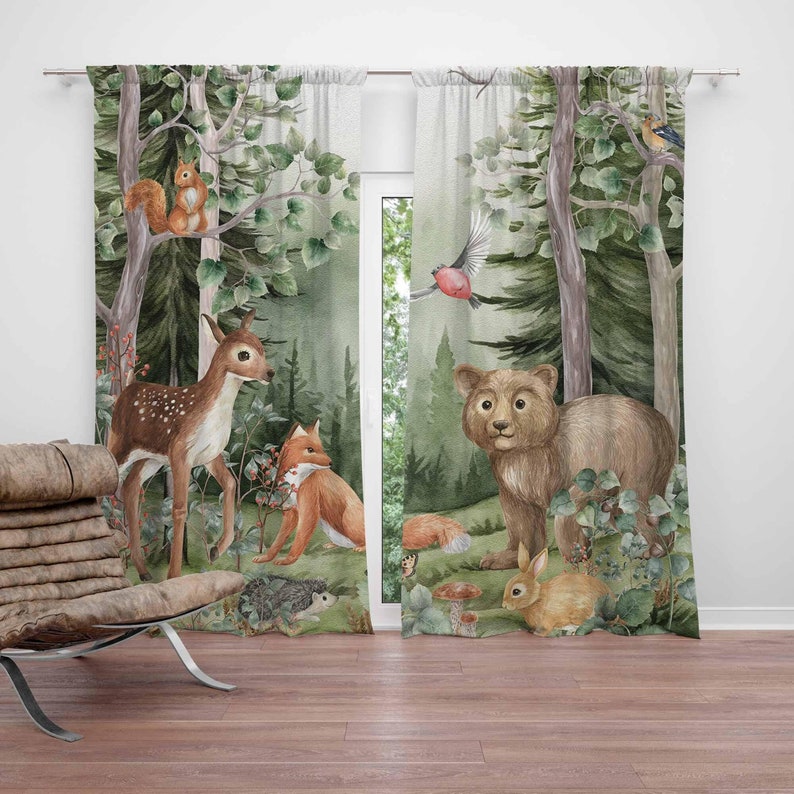 Woodland Animals Curtains Kids - огляд і ціна Baby Nursery Blackout Curtains