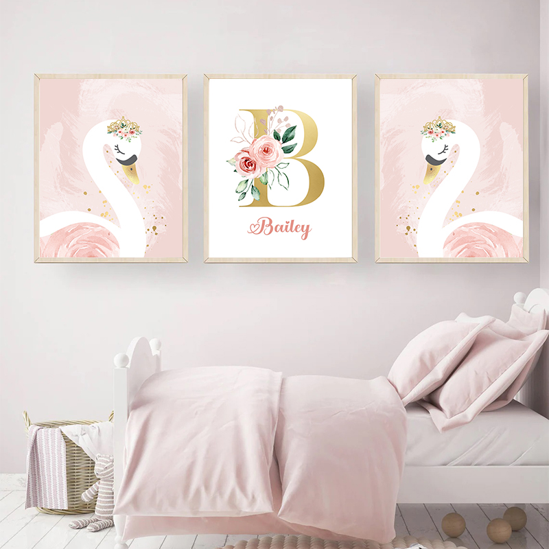 Pink Crown Swan Golden Customi - огляд і ціна Baby Nursery Name Letters