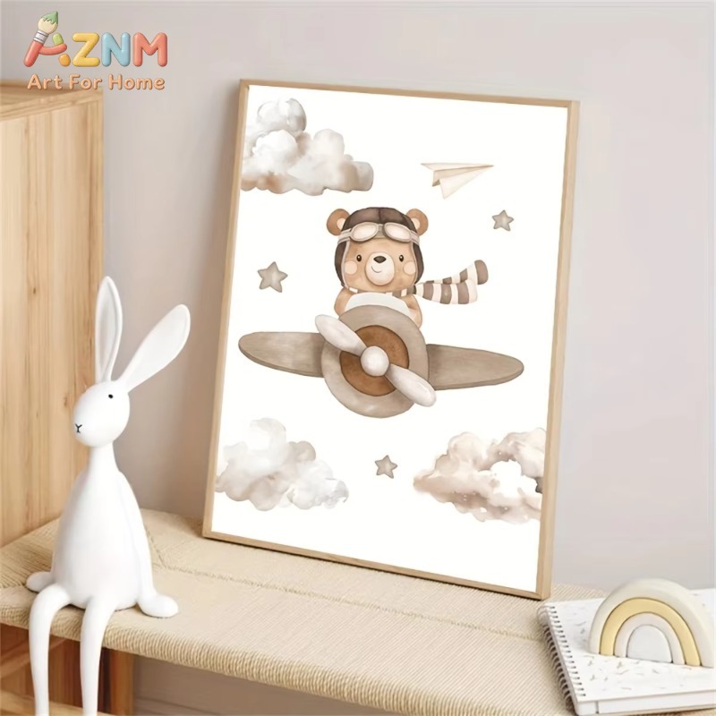 3pcs Cute Pilot Bear Airplane  - огляд і ціна Baby Nursery Picture Frames