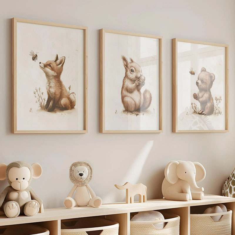 Bear Rabbit Fox Deer Squirrel  - огляд і ціна Baby Nursery Pictures