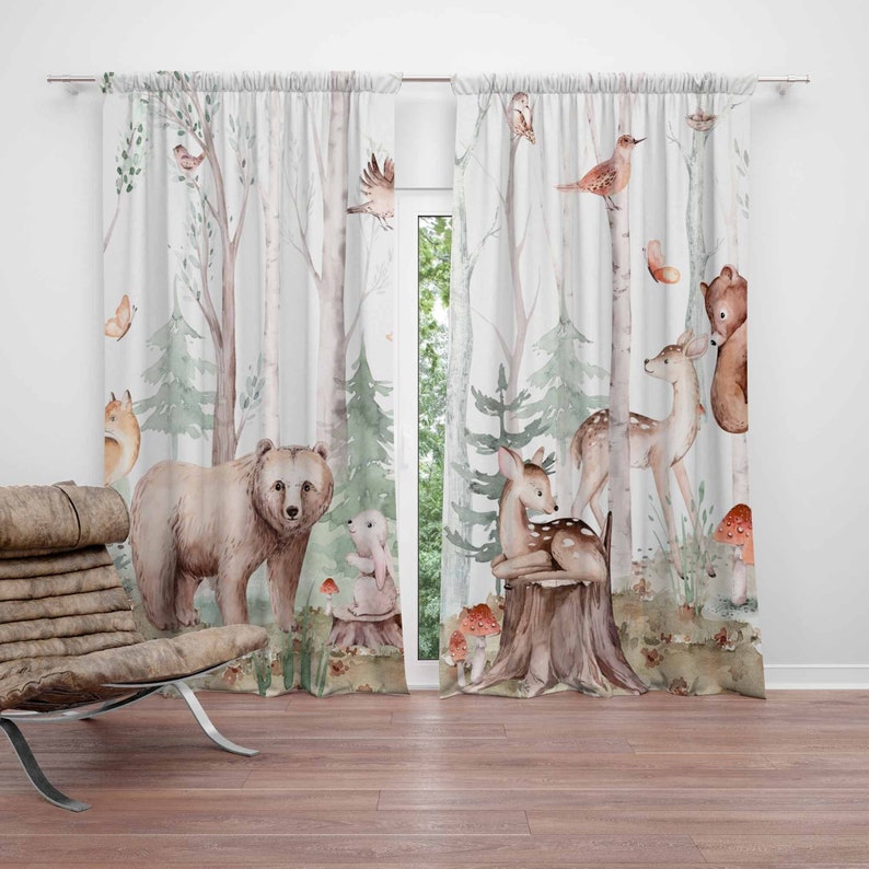 Forest Animals Curtains Kids N - огляд і ціна Baby Nursery Blackout Curtains